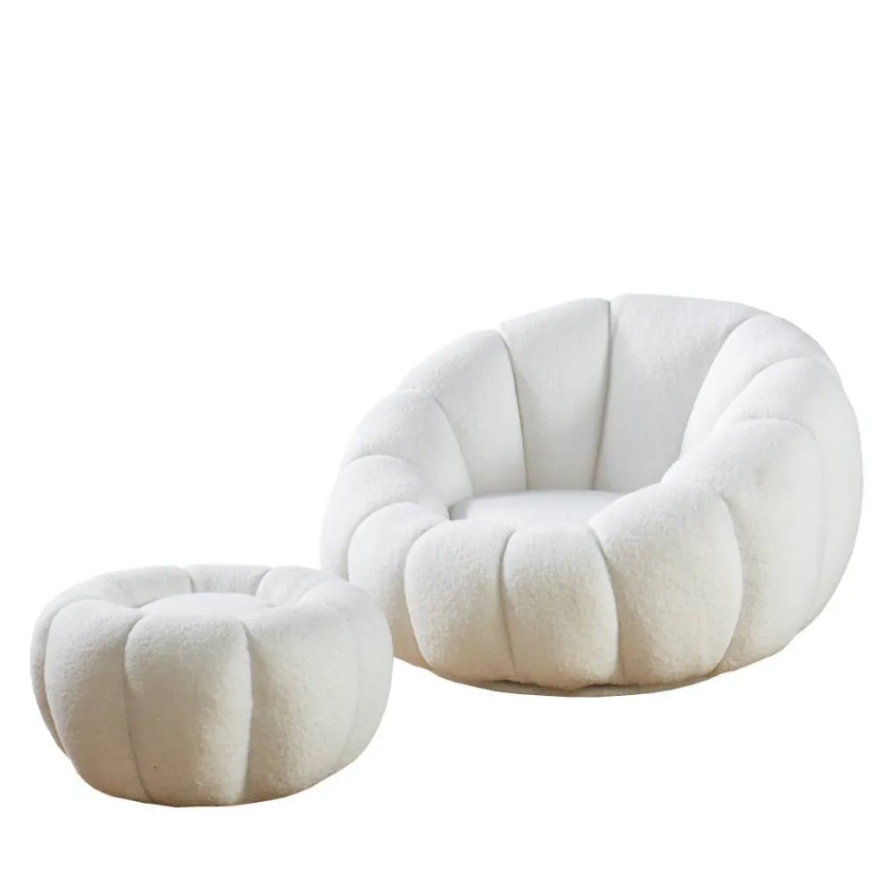 Wohnen Sessel<Design Sessel mit Hocker Set - Zyrano (zweiteilig)