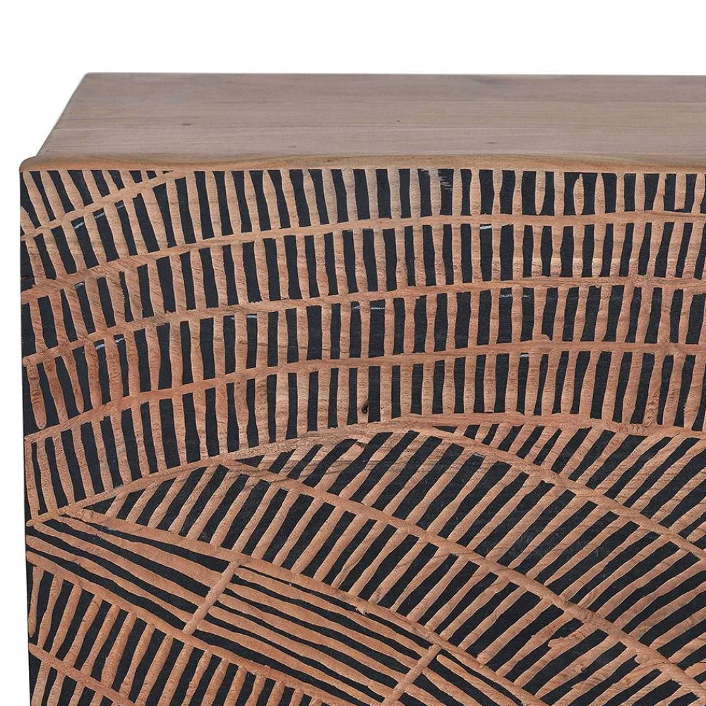 Wohnen Sideboards<Design Sideboard aus Akazienholz mit Schnitzerei - Merlan