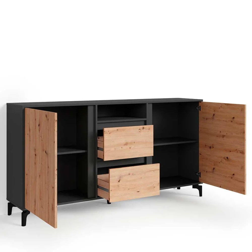 Wohnen Sideboards<Design Sideboard in Wildeiche NB & Anthrazit - Kiss