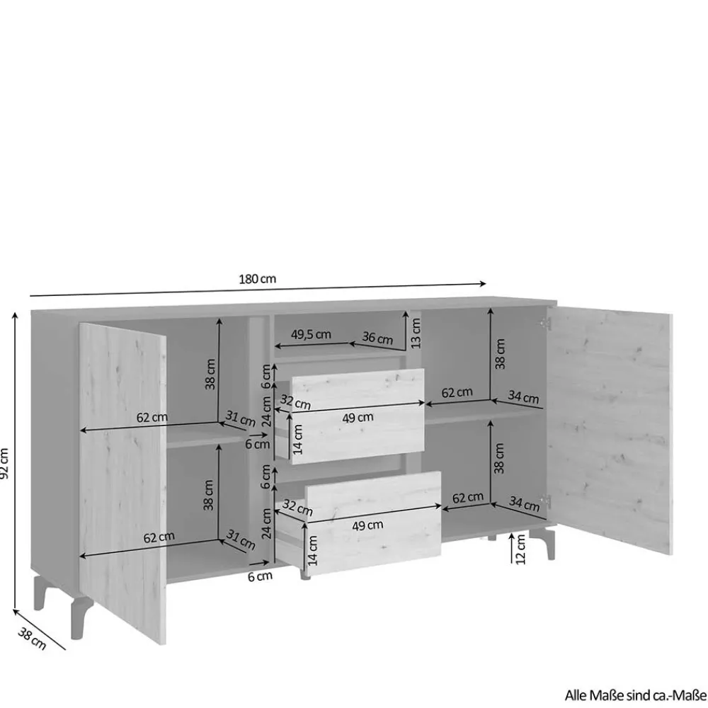 Wohnen Sideboards<Design Sideboard in Wildeiche NB & Anthrazit - Kiss