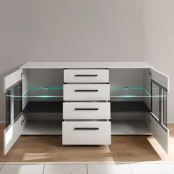 Wohnen Sideboards<Design Sideboard Nennja in Weiß Hochglanz Glas