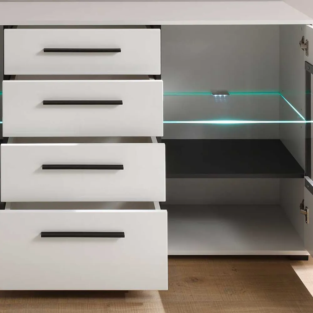 Wohnen Sideboards<Design Sideboard Nennja in Weiß Hochglanz Glas