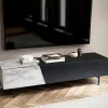 Wohnen Lowboards<Design TV Board im Marmor Optik und Schwarz - Gumerus
