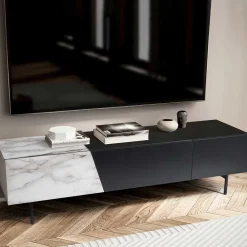 Wohnen Lowboards<Design TV Board im Marmor Optik und Schwarz - Gumerus