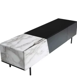 Wohnen Lowboards<Design TV Board im Marmor Optik und Schwarz - Gumerus