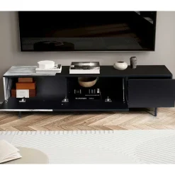 Wohnen Lowboards<Design TV Board im Marmor Optik und Schwarz - Gumerus