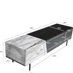 Wohnen Lowboards<Design TV Board im Marmor Optik und Schwarz - Gumerus