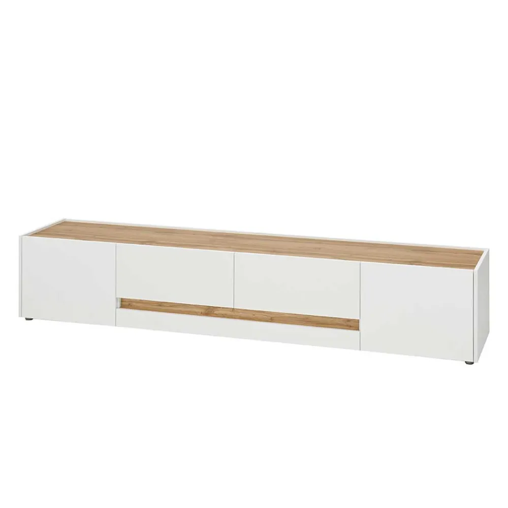 Wohnen Tv & Hifi-Möbel|Lowboards<Design TV Board in Weiß & Wildeiche Optik - Nonessia