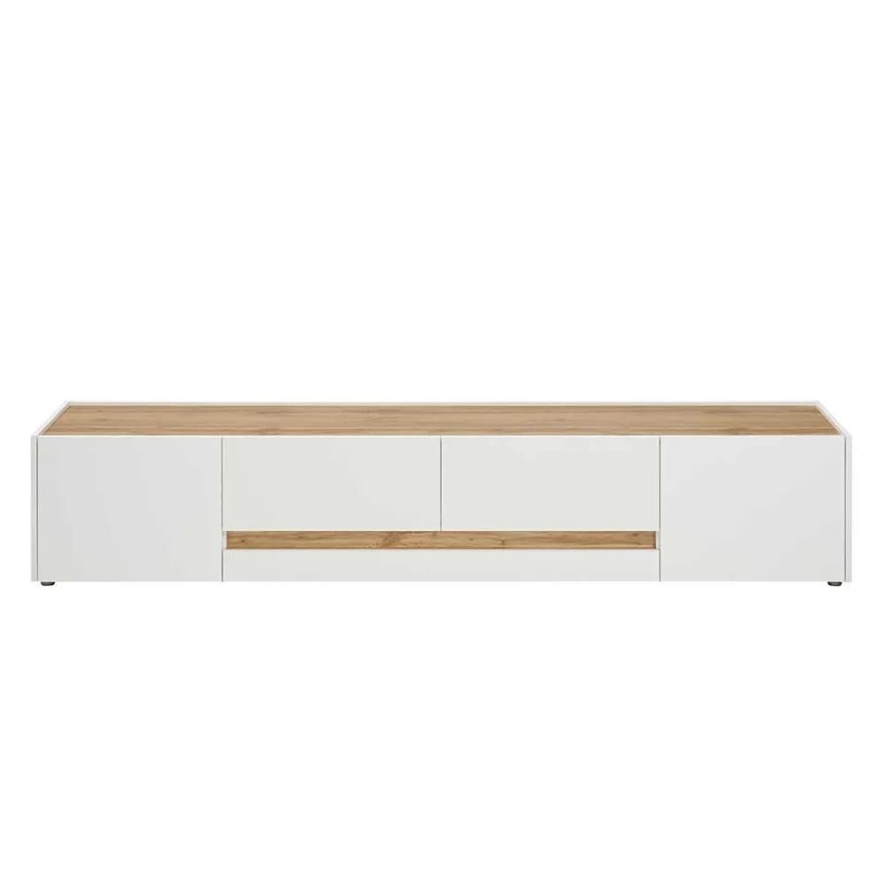 Wohnen Tv & Hifi-Möbel|Lowboards<Design TV Board in Weiß & Wildeiche Optik - Nonessia