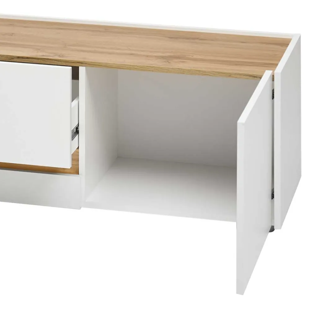 Wohnen Tv & Hifi-Möbel|Lowboards<Design TV Board in Weiß & Wildeiche Optik - Nonessia