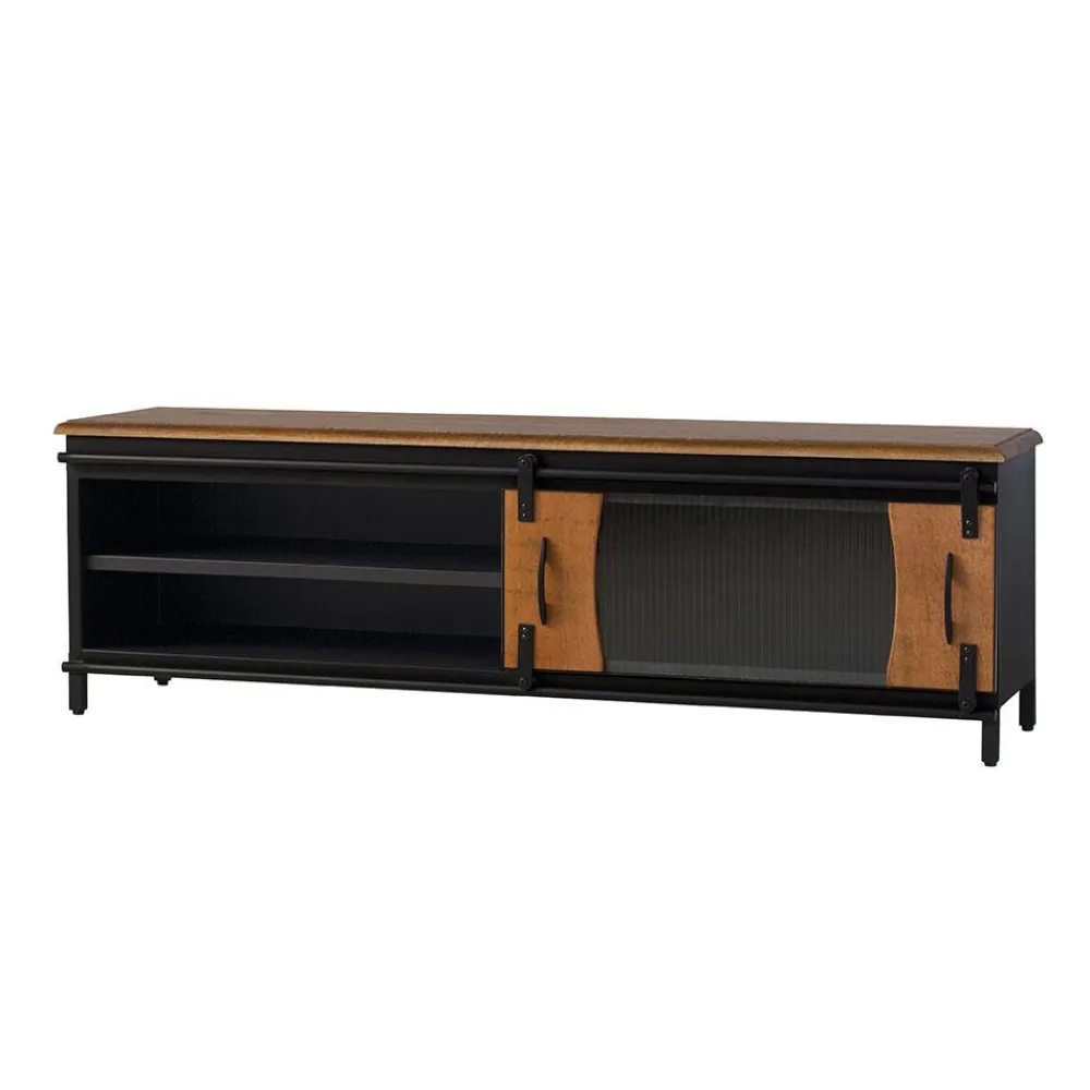 Wohnen Tv & Hifi-Möbel|Lowboards<Design TV Lowboard aus Mangoholz und Metall - Aglia