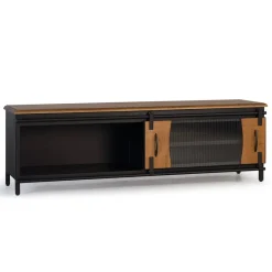 Wohnen Tv & Hifi-Möbel|Lowboards<Design TV Lowboard aus Mangoholz und Metall - Aglia