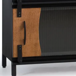 Wohnen Tv & Hifi-Möbel|Lowboards<Design TV Lowboard aus Mangoholz und Metall - Aglia