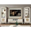 Wohnen Wohnwände<Design TV Wand in Weiß & Gold - Valganios (vierteilig)