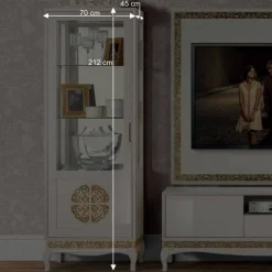 Wohnen Wohnwände<Design TV Wand in Weiß & Gold - Valganios (vierteilig)