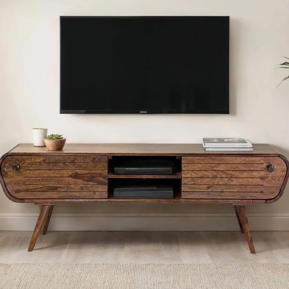 Wohnen Tv & Hifi-Möbel|Lowboards<Design TV-Board aus Sheesham Massivholz - Polariso