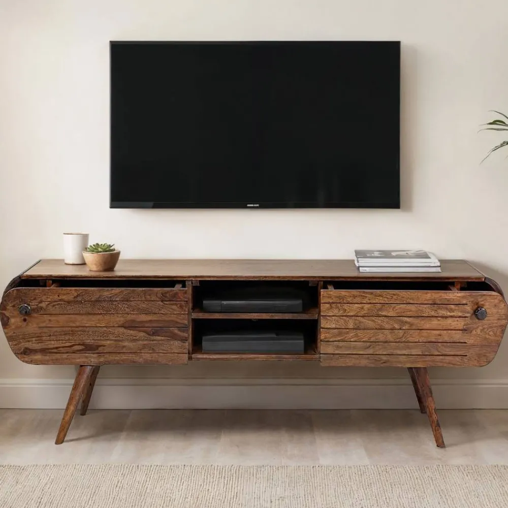 Wohnen Tv & Hifi-Möbel|Lowboards<Design TV-Board aus Sheesham Massivholz - Polariso