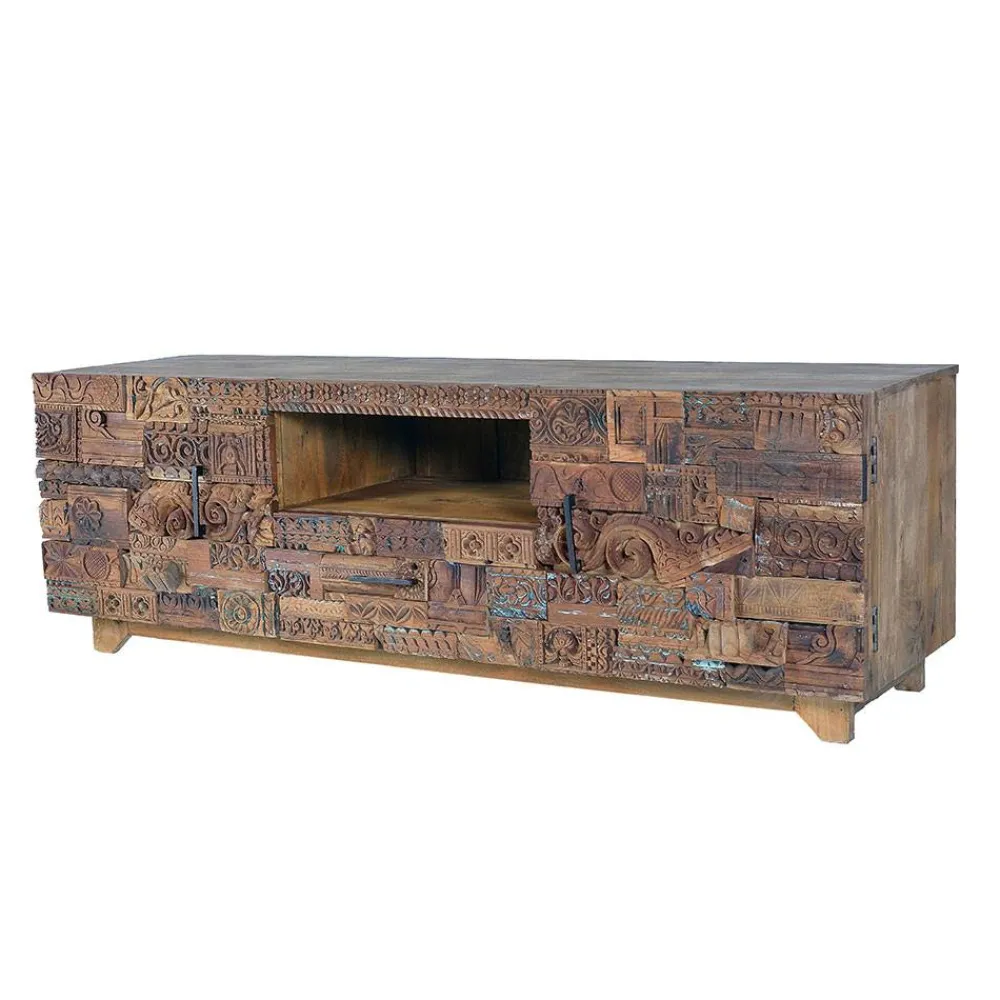 Wohnen Tv & Hifi-Möbel|Lowboards<Design TV-Lowboard aus Mangoholz rustikal - Lacid