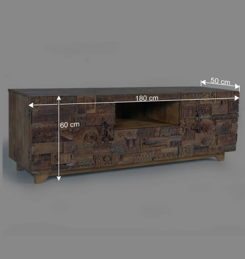 Wohnen Tv & Hifi-Möbel|Lowboards<Design TV-Lowboard aus Mangoholz rustikal - Lacid