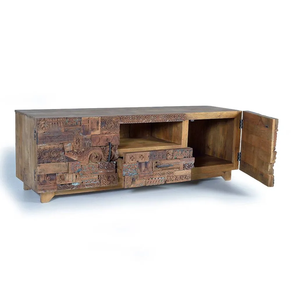 Wohnen Tv & Hifi-Möbel|Lowboards<Design TV-Lowboard aus Mangoholz rustikal - Lacid
