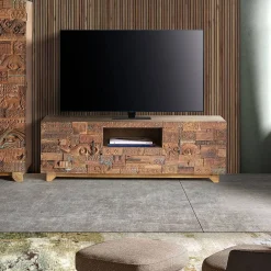 Wohnen Tv & Hifi-Möbel|Lowboards<Design TV-Lowboard aus Mangoholz rustikal - Lacid