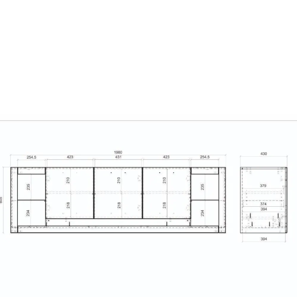 Wohnen Tv & Hifi-Möbel|Lowboards<Design TV-Lowboard mit vier offenen Fächern - Adejano