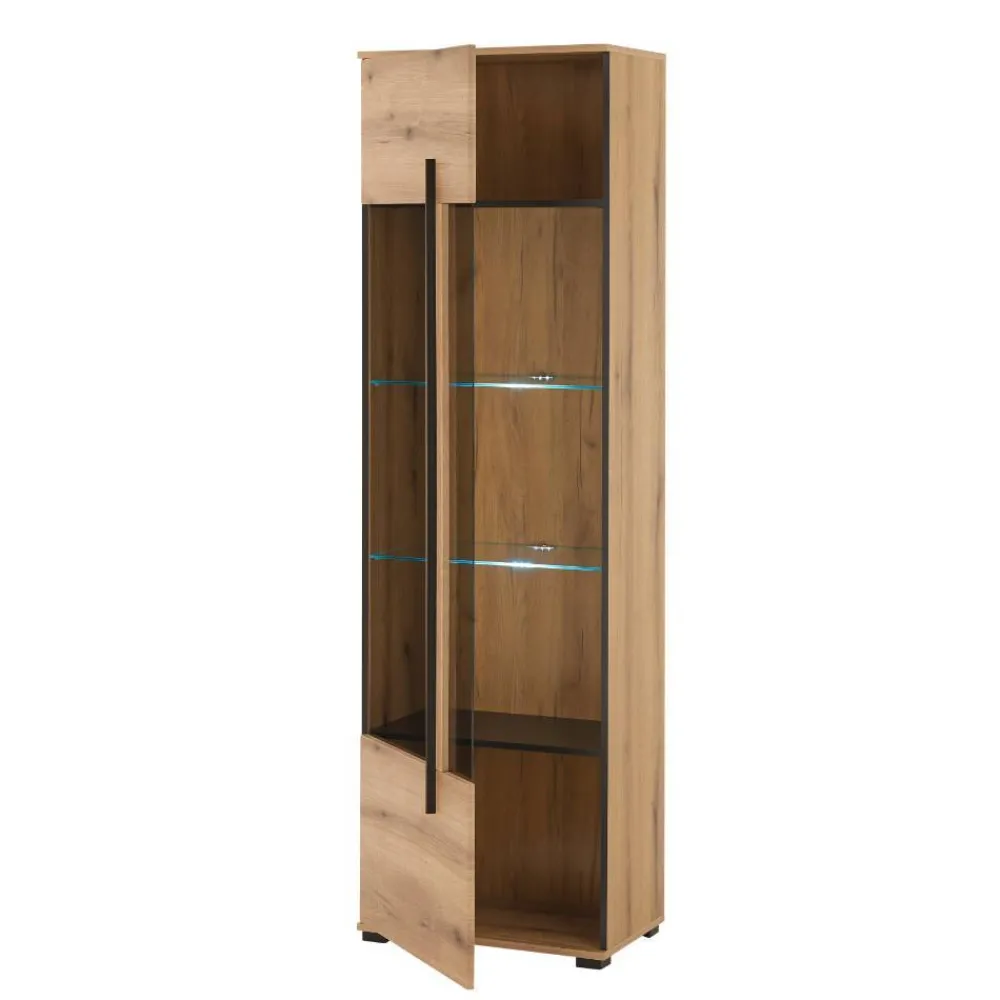 Wohnen Vitrinen<Design Vitrine in Holzoptik Eiche Natur - Brocus