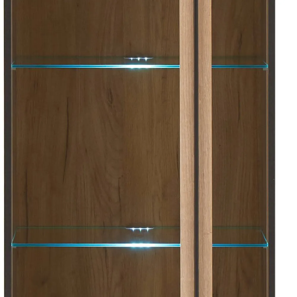 Wohnen Vitrinen<Design Vitrine in Holzoptik Eiche Natur - Brocus