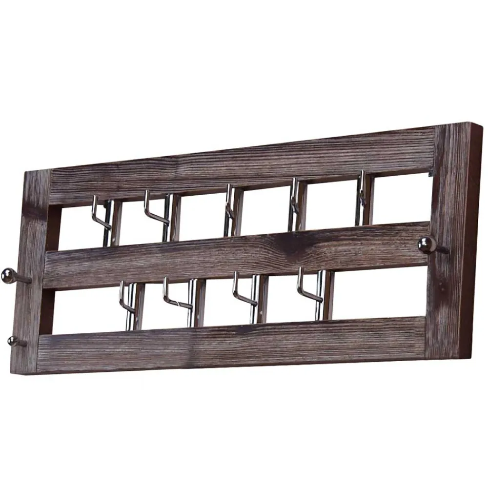 Wohnen Garderoben<Design Wandgarderobe in Braun Pinie Holz - Fionora