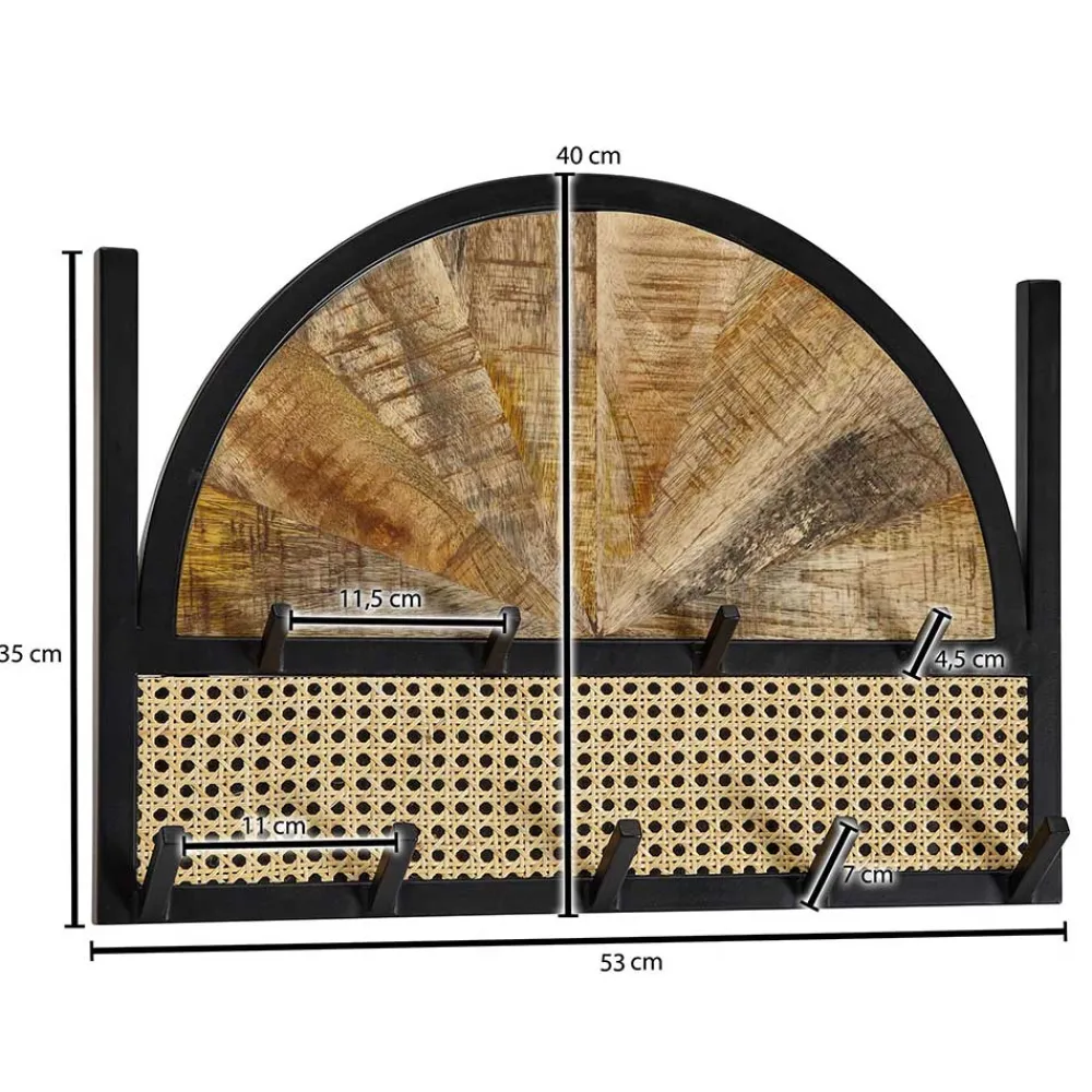 Wohnen Garderoben<Design Wandgarderobe mit Wiener Geflecht & Holz - Leiria