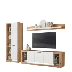 Wohnen Wohnwände<Design Wohnwand Set in Mattweiß - Adejano (dreiteilig)