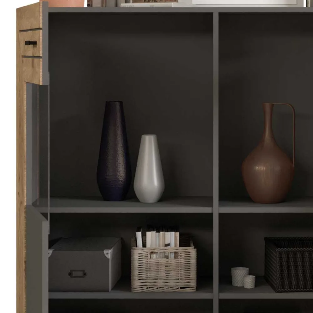 Wohnen Highboards<Design Wohnzimmerschrank mit Glaseinsätzen - Scarlett