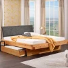 Wohnen Betten<Design-Balkenbett mit Polsterkopfteil - Kalastania