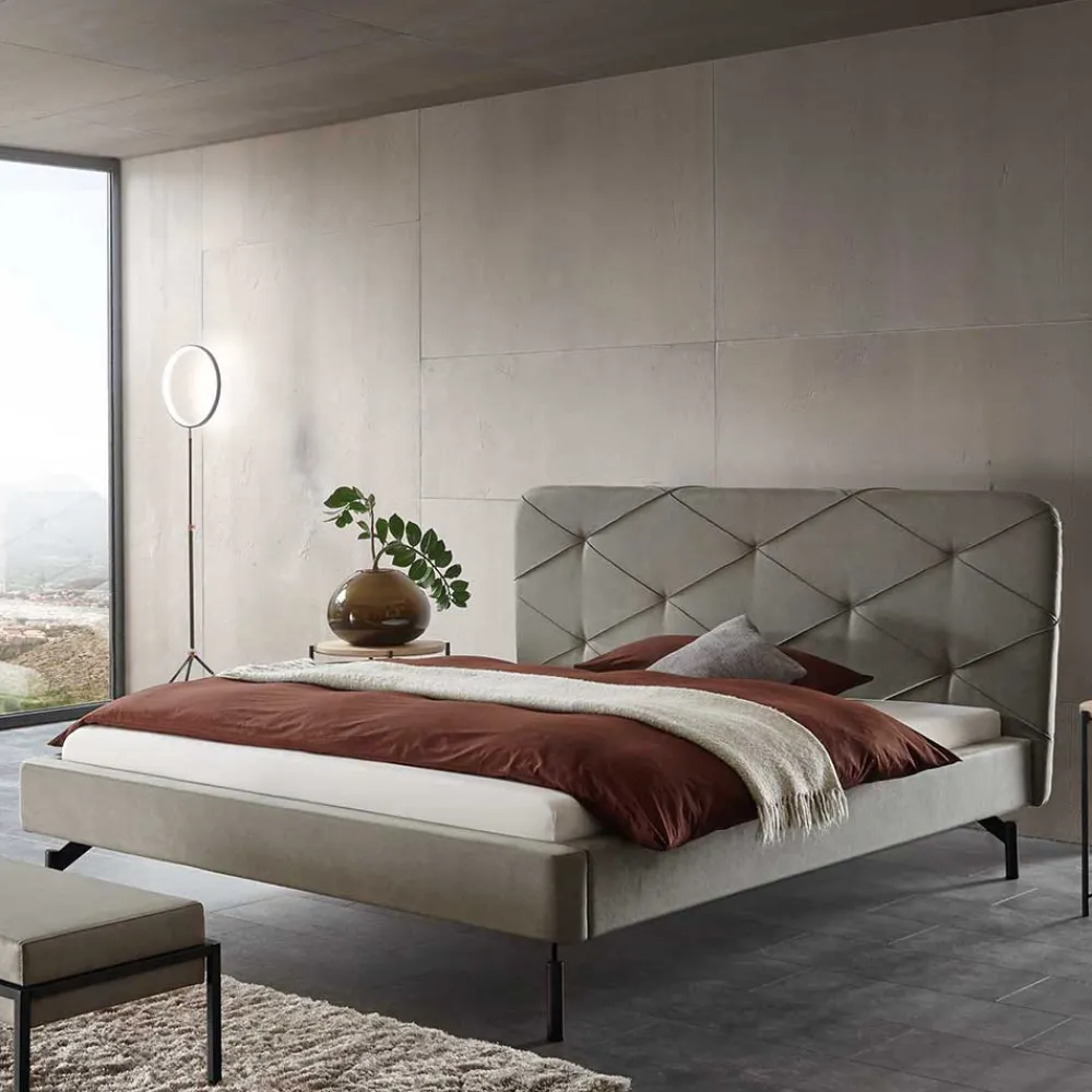 Wohnen Betten<Designbett in Anthrazit Webstoff - Raufy