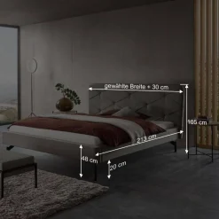 Wohnen Betten<Designbett in Anthrazit Webstoff - Raufy