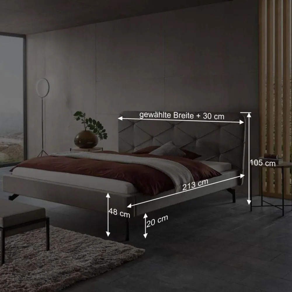 Wohnen Betten<Designbett in Anthrazit Webstoff - Raufy