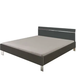 Wohnen Betten<Designbett in Dunkelgrau mit Chrom - Bambina
