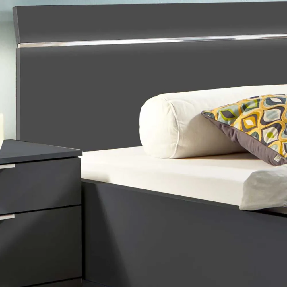 Wohnen Betten<Designbett in Dunkelgrau mit Chrom - Bambina