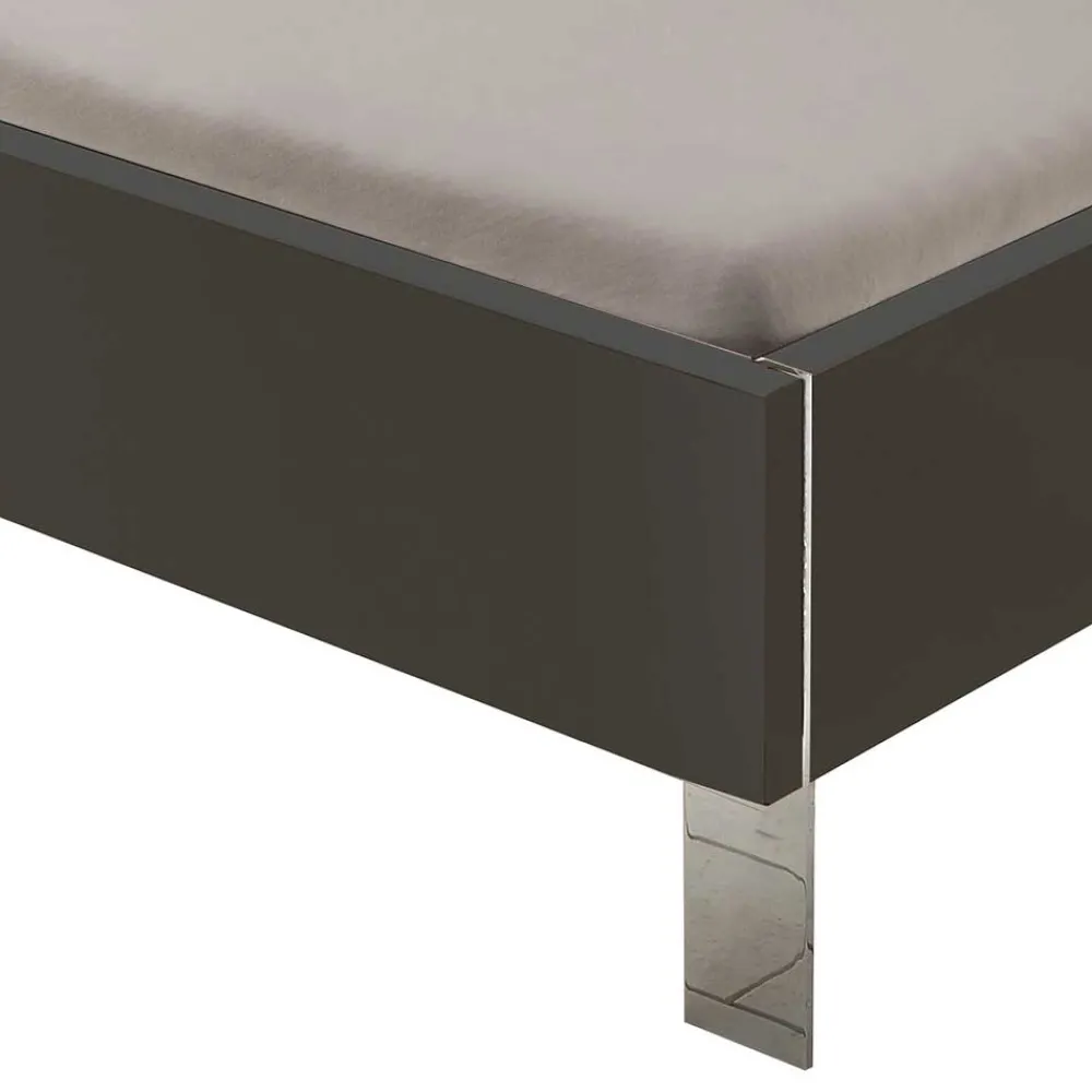 Wohnen Betten<Designbett in Dunkelgrau mit Chrom - Bambina