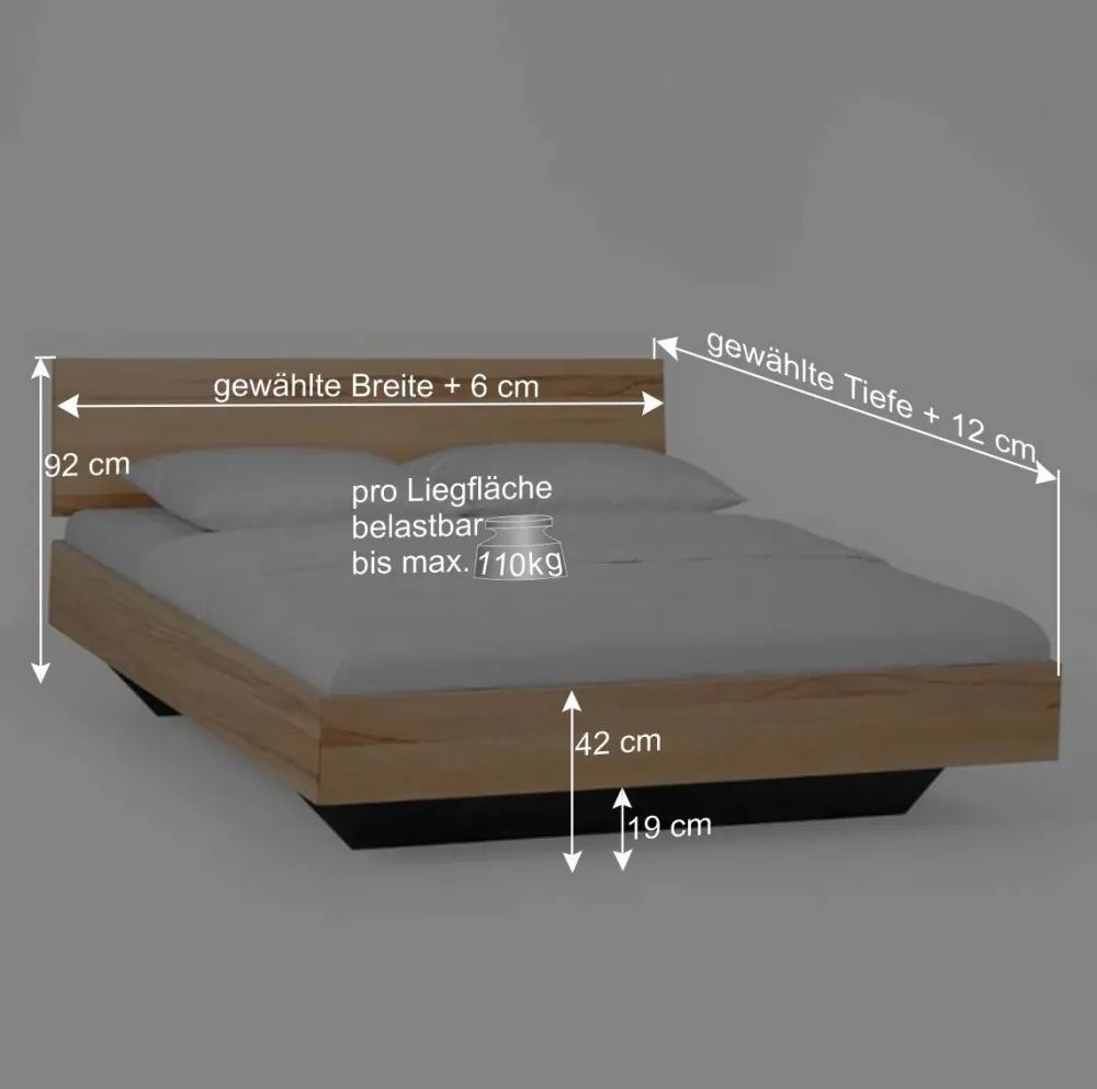 Wohnen Betten<Designbett in Schwebeoptik Puig mit Nachttisch Set (dreiteilig)