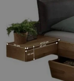 Wohnen Betten<Designbett mit zwei Bettkästen aus Wildeiche - Zennian (dreiteilig)