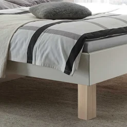 Wohnen Betten<Design-Doppelbett in hellem Esche Dekor & Weiß - Ezianas