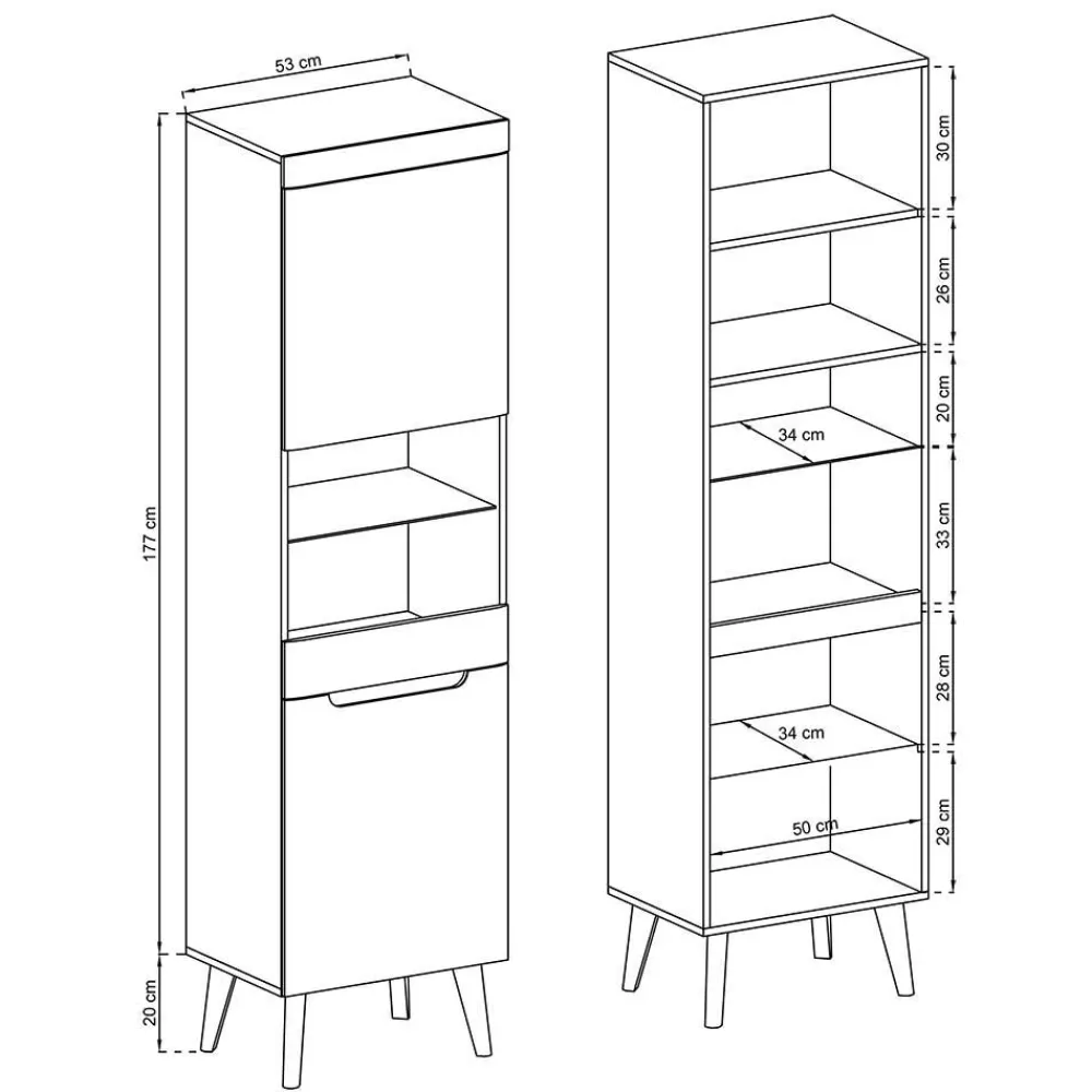 Wohnen Wohnwände<Designer Wohnwand Scandi Chic - Olcian (vierteilig)