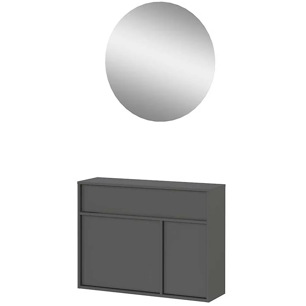 Wohnen Garderoben<Design-Kommode mit Spiegel Set - Flemingo (zweiteilig)