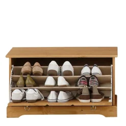 Wohnen Sitzbank<Dielenbank mit Schuhklappe aus Massivholz - Edranov