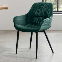 Wohnen Stühle<Dining Chair mit Armlehnen in Dunkelgrün - Pilawan