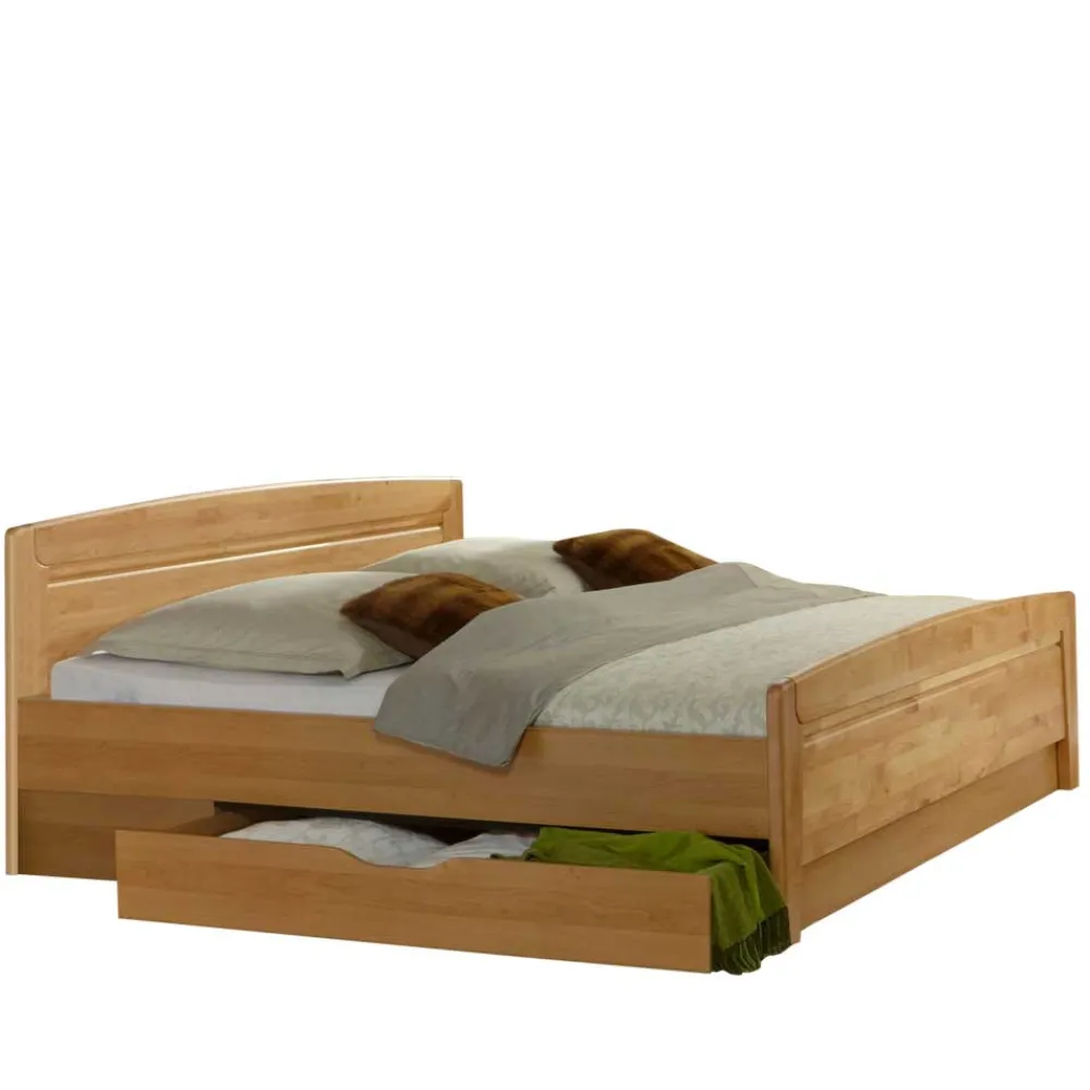 Wohnen Betten<Doppelbett Bordeaux aus Erle Teilmassiv