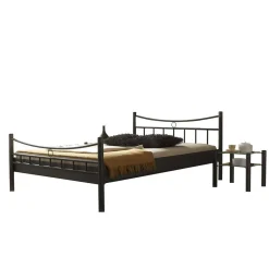 Wohnen Betten<Doppelbett Carlovac aus schwarzem Metall (dreiteilig)