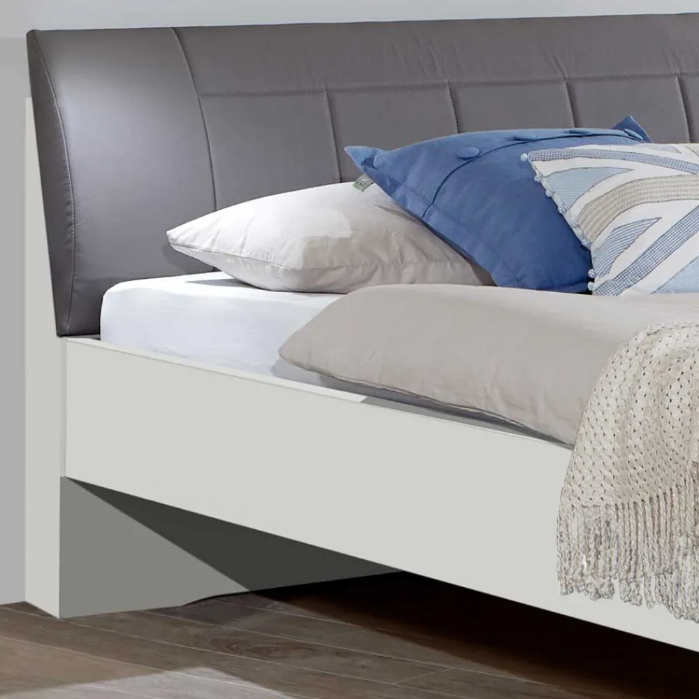Wohnen Betten<Doppelbett Elburg mit Polsterkopfteil in Grau Braun