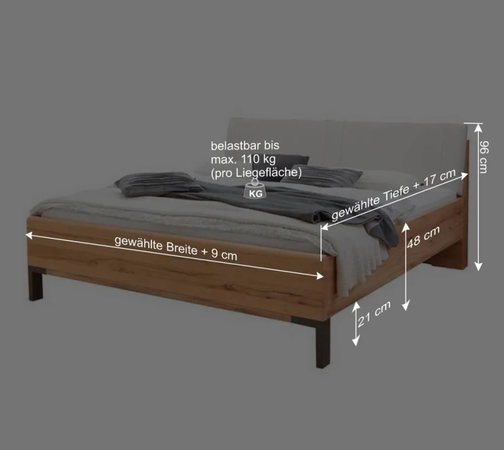 Wohnen Betten<Doppelbett im Set mit Nachtkommoden - Krofun (dreiteilig)